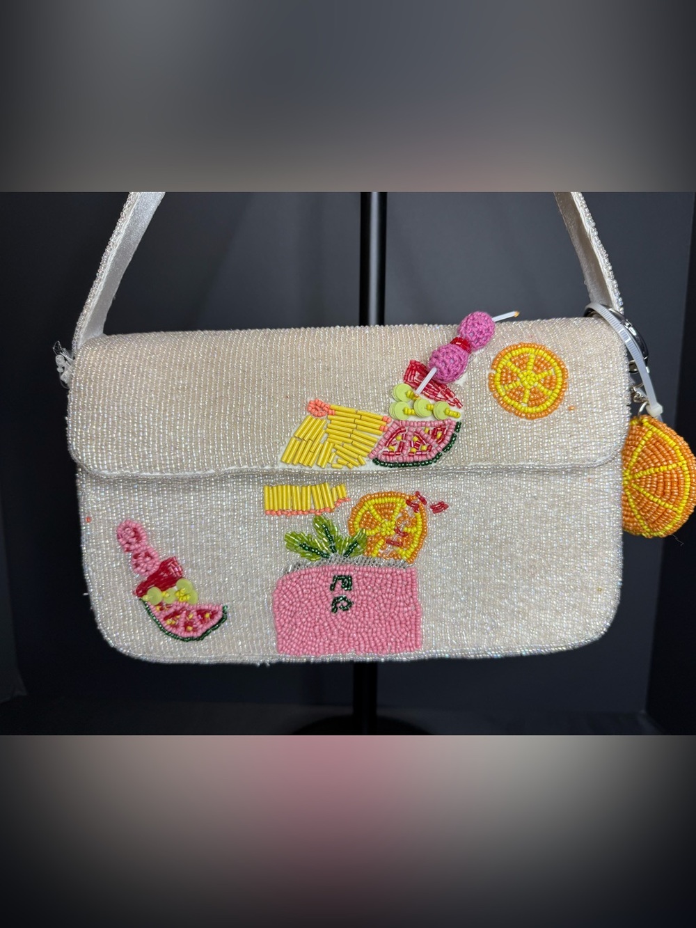 Viral Beaded Purse Bag Made in India Summer Resort Novelty Iridescent Cocktail